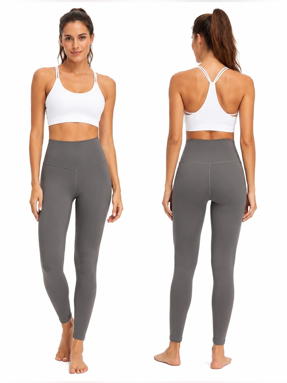 High-Waisted Gray Performance Leggings